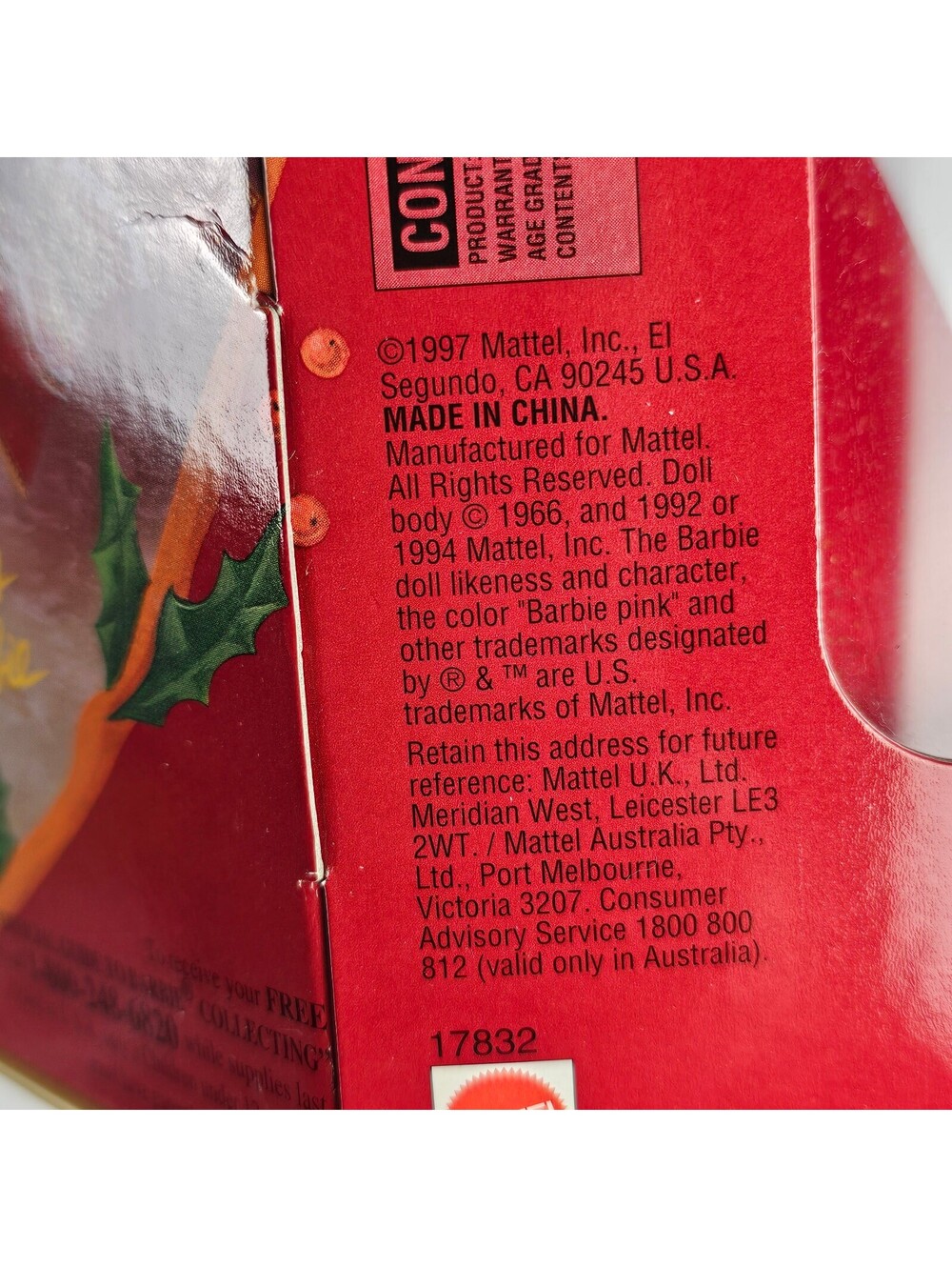 1997 Happy Holidays Barbie 10th Anniversary Special Edition NIB Mattel #17832 - Picture 3 of 8